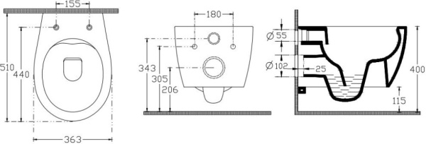 Унитаз подвесной ISVEA Sentimenti Neo 10AR02010-2R Rimless фарфор бордовый матовый