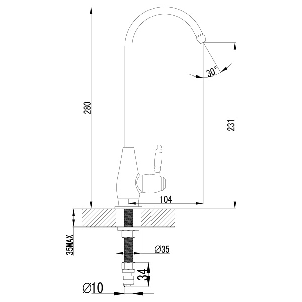 Смеситель для кухни Lemark Villa LM4840B с подключением к фильтру бронза