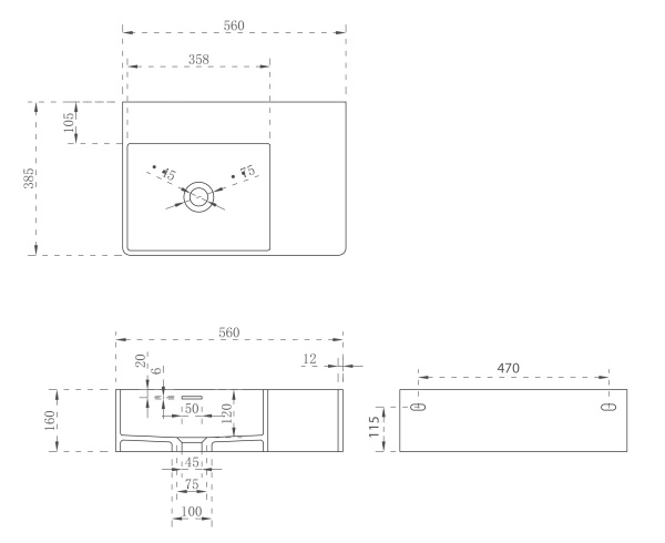 Раковина  прямоугольная Abber STEIN AS2644 L искусственный камень цвет белый матовый