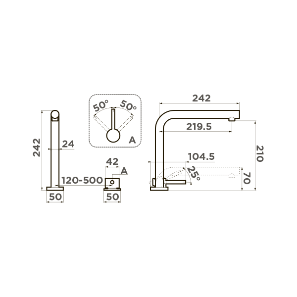 Смеситель для кухни Omoikiri Nara 4994484 без подключения к фильтру светлое золото