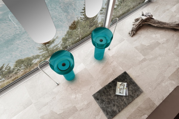 Раковина  круглая Abber Kristall AT2702Aquamarin-H полиэфирная смола цвет бирюзовый