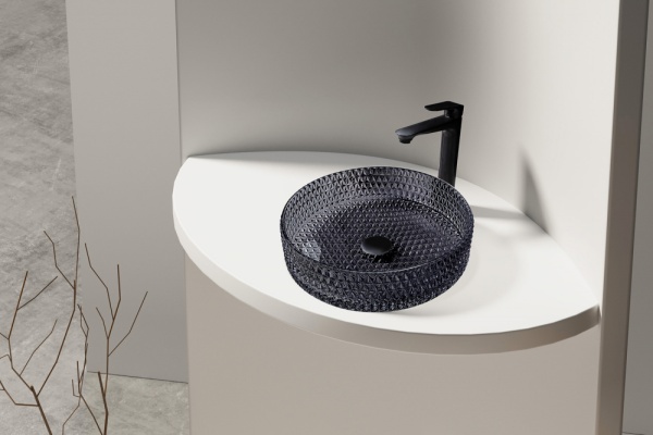 Раковина  круглая Abber GLAS AK2301B стекло цвет черный