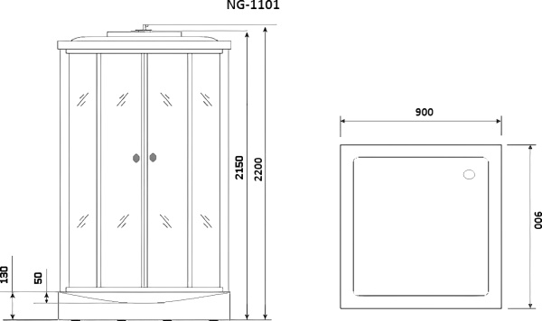 Душевая кабина с крышей Niagara Classic NG-1101-14 квадратная   90x90 стекла матовые, профиль матовый хром