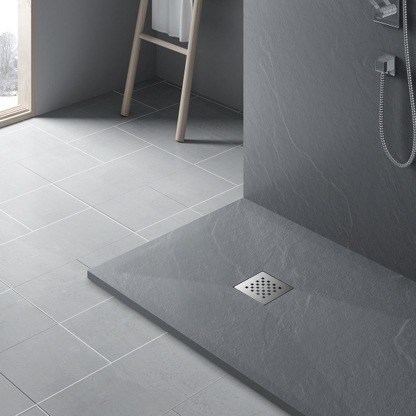 Душевой поддон низкий Vincea VST-4SR VST-4SR9014G прямоугольный литьевой мрамор 140x90 серый матовый