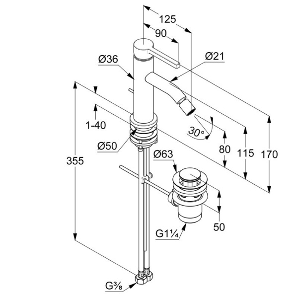 Смеситель для биде Kludi Nova Fonte 202165315 латунь белый