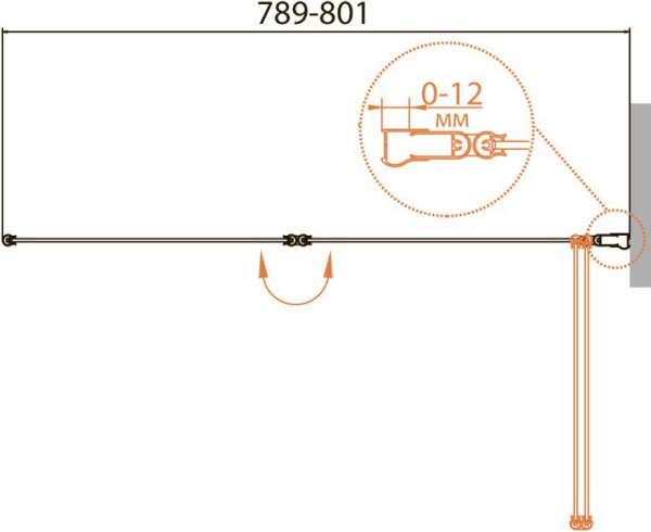 Шторка для ванны складная  Cezares Relax RELAX-V-2-80/140-P-Bi-R 80.1 см, стекла рифленые, профиль серый