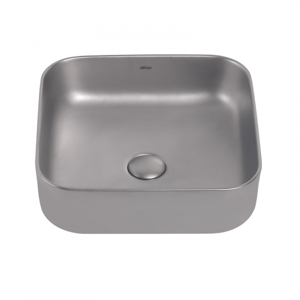 Раковина накладная квадратная  Abber Rechteck AC2211MS фаянс цвет серебро матовое