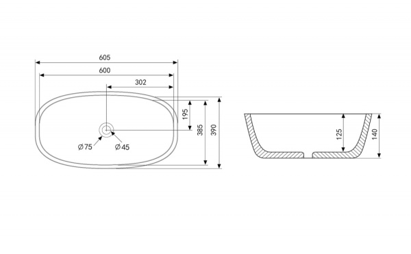Раковина  прямоугольная Abber Rechteck AC2206MW фаянс цвет белый матовый
