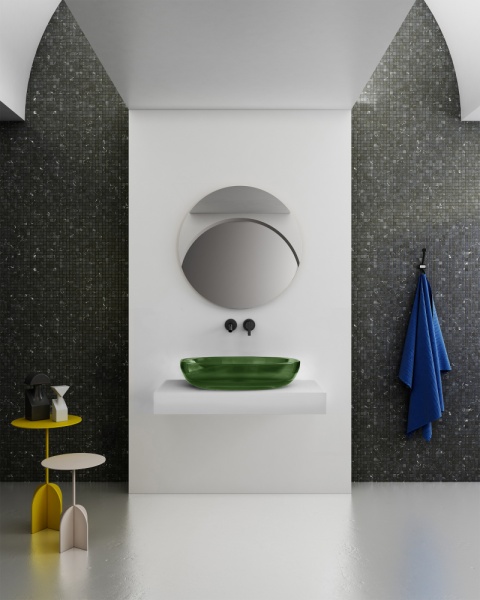 Раковина  овальная Abber Kristall AT2801Emerald полиэфирная смола цвет зеленый