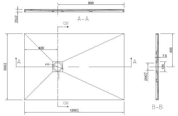 Душевой поддон Vincea VST-2SR28012B 80x120 черный матовый