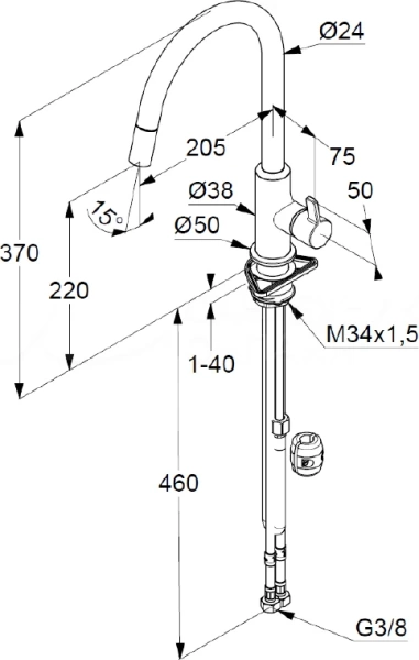 Смеситель для кухни Kludi Bingo Star XS 468513978 без подключения к фильтру черный