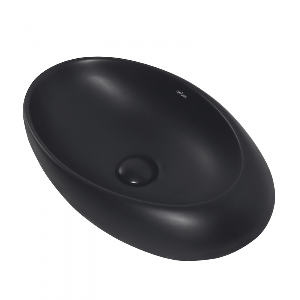 Раковина накладная овальная Abber Bequem AC2107MB фаянс цвет черный матовый