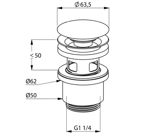 Донный клапан с переливом KLUDI 1042405-00 латунь хром