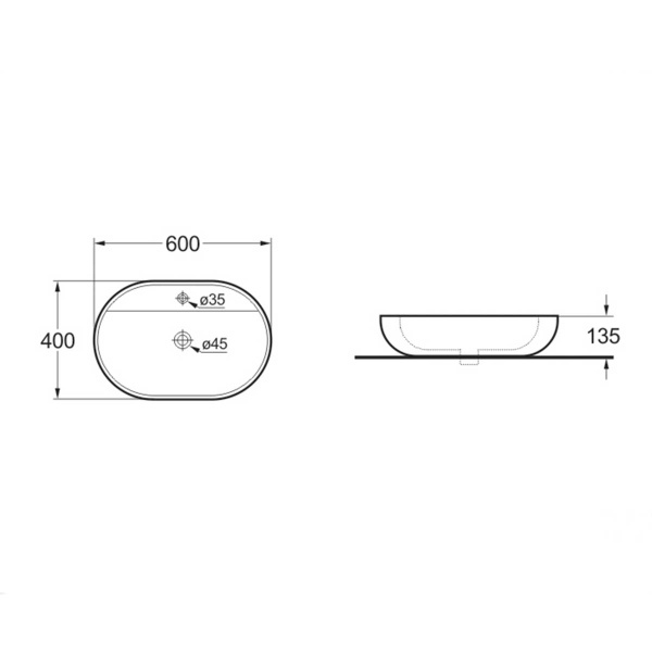 Раковина накладная овальная Vincea  VBS-122 фарфор цвет белый