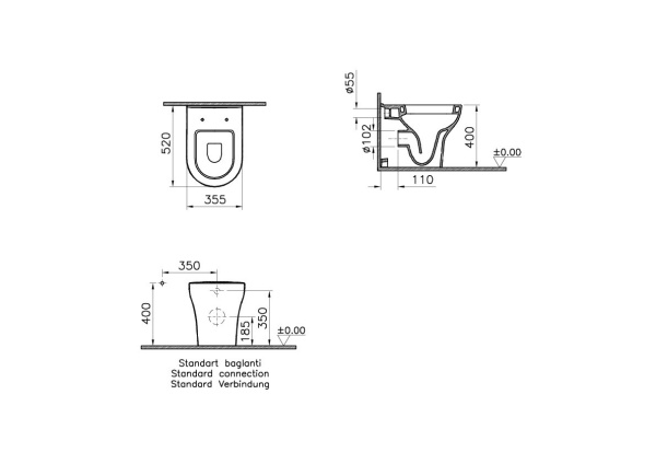 Унитаз приставной VitrA Zentrum 5788B003-0075 