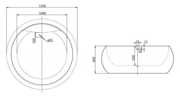 Акриловая ванна отдельностоящая BelBagno  BB30-1550 155x155 круглая цвет белый