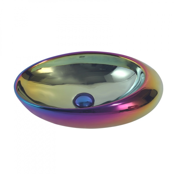 Раковина накладная овальная Abber Bequem AC2107Regen фаянс цвет хамелеон