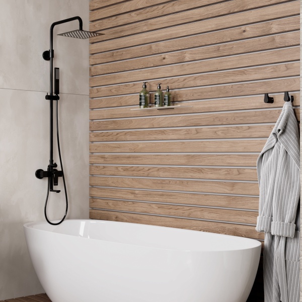 Душевая система со смесителем Wasserkraft Glan A16701 монтаж настенная без термостата черный глянцевый