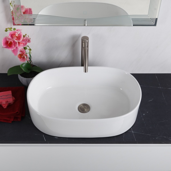 Раковина накладная овальная BelBagno  BB1048 фаянс цвет белый