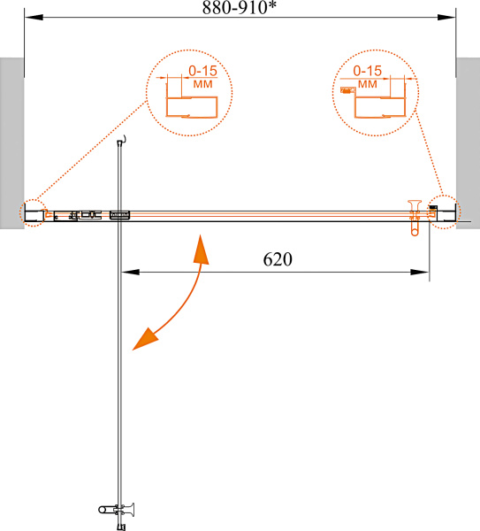 Душевая дверь Cezares Eco ECO-O-BA-1-90-C-Cr 90 см стекла прозрачные, профиль хром
