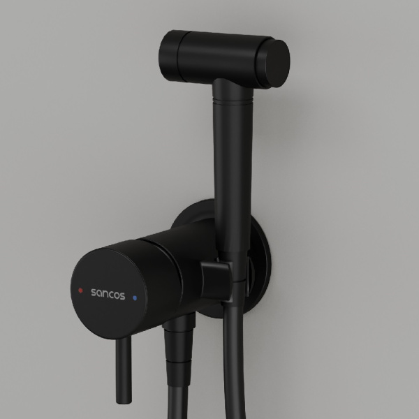 Гигиенический душ Sancos Atom SC2001MB встраиваемый в стену черный матовый