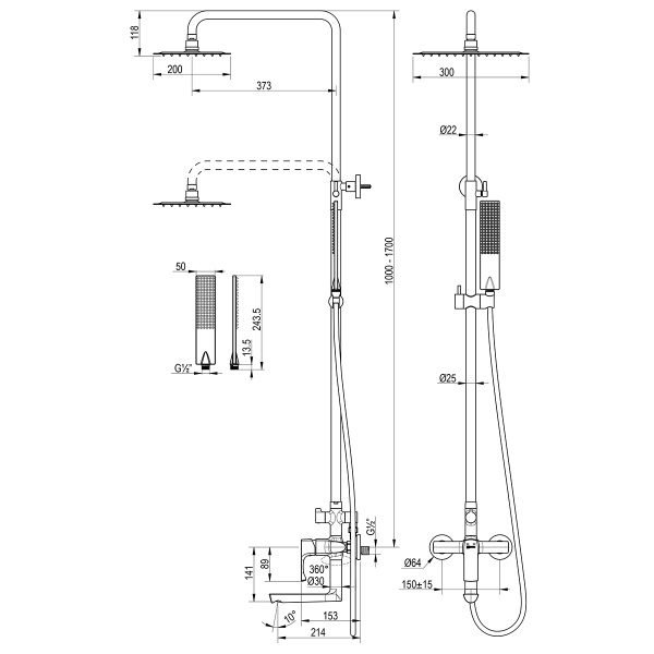 Душевая система со смесителем Lemark Ursus LM7262BG монтаж настенная без термостата брашированное золото