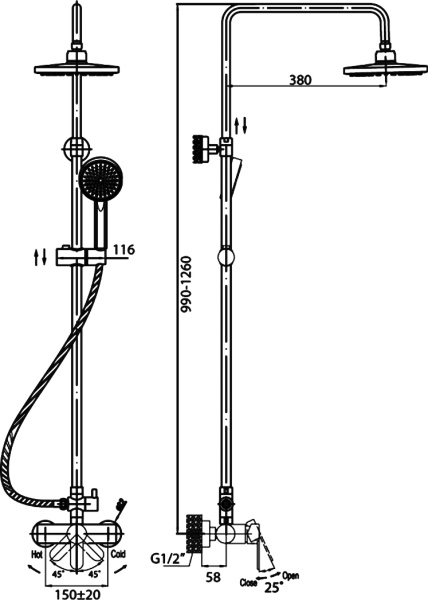 Душевая система со смесителем Cezares Laconico LACONICO-C-CD1-01-S монтаж   
