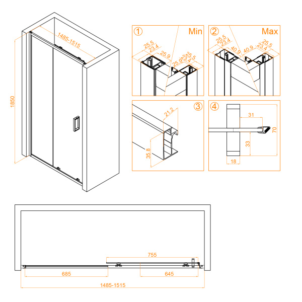 Душевая дверь RGW Classic CL-14 32091415-11 150 см стекла прозрачные, профиль хром
