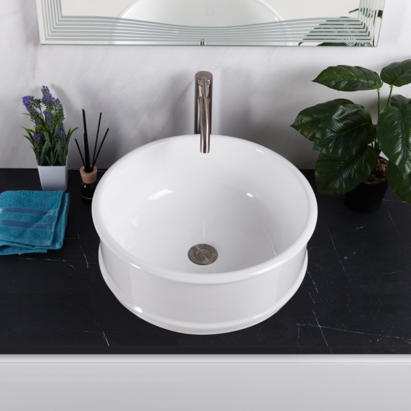 Раковина накладная круглая BelBagno  BB1383 фаянс цвет белый