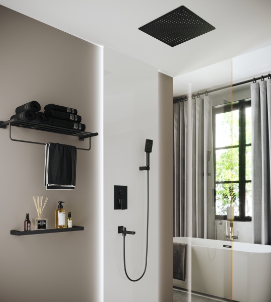 Душевая система со смесителем Timo Selene SX-2039/03SM монтаж встраиваемая в стену без термостата черный