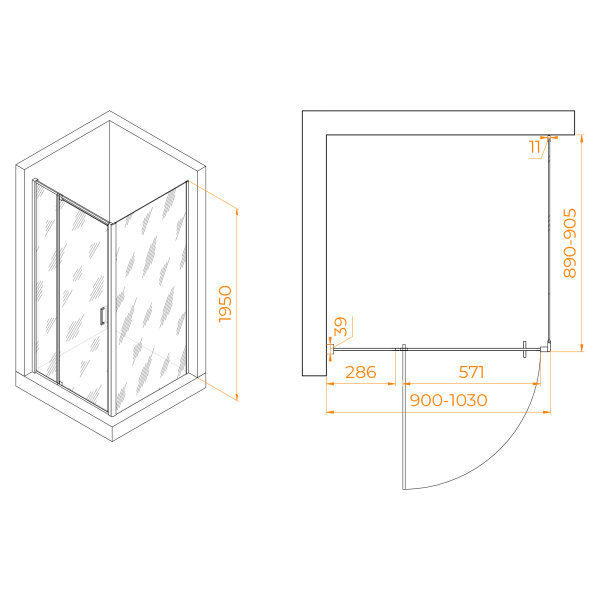 Душевой угол RGW Passage PA-078 350807899-11 квадратный 90x90 стекла прозрачные, профиль хром