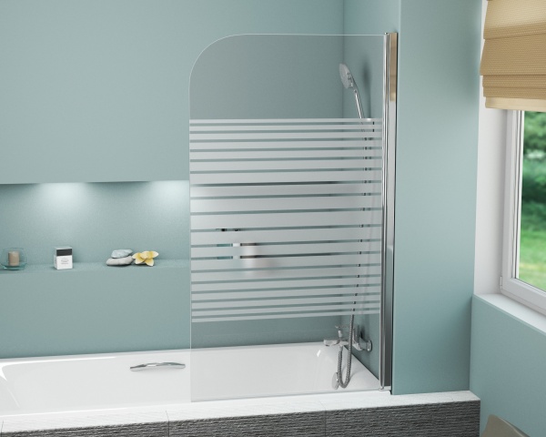 Шторка для ванны распашная  Grossman  GR-100P 80 см, стекла прозрачные с узором, профиль хром