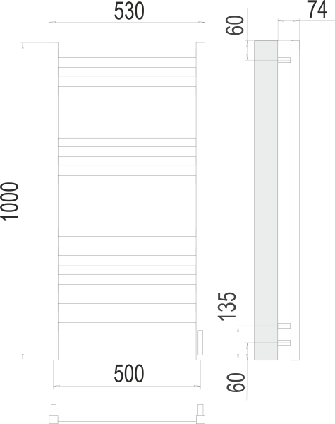 Полотенцесушитель электрический Terminus Енисей П12  50x100 4670078526250 хром