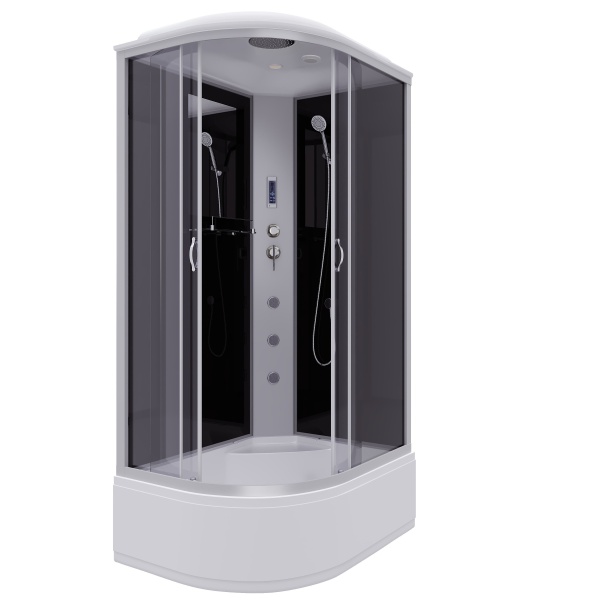 Душевая кабина с крышей Niagara Classic NG-2510-14RF асимметричная  120x80 стекла тонированные, профиль матовый хром