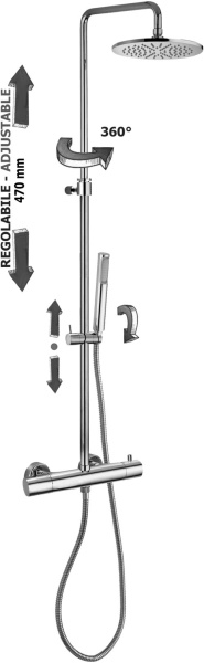 Душевая система со смесителем Paffoni Mini Birillo ZCOL638KLIQCR монтаж настенная с термостатом 