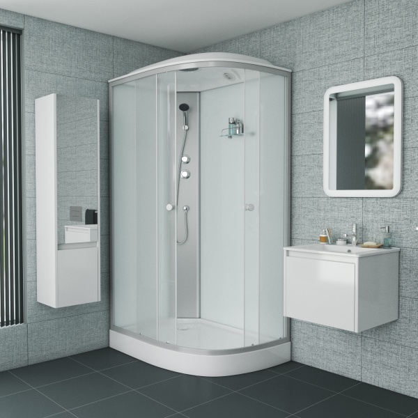 Душевая кабина с крышей Niagara Eco NG-4312-14L асимметричная  120x80 стекла матовые, профиль матовый хром