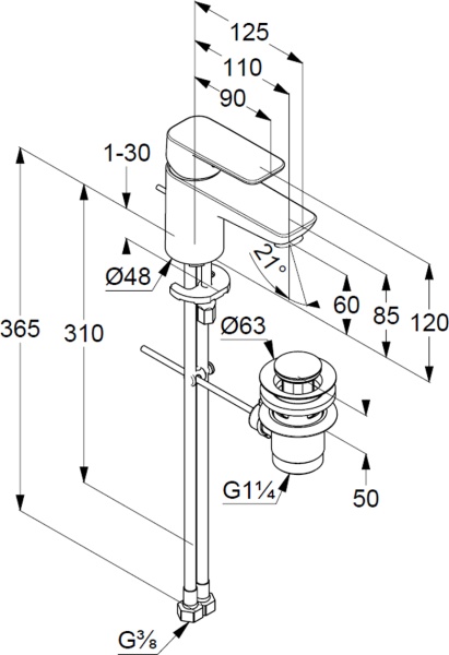 Смеситель для раковины Kludi Pure&Style 403850575 хром