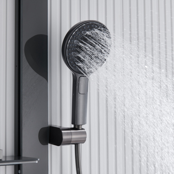 Душевая система со смесителем Black&White Gravity GH-9005-GM монтаж настенный с термостатом темно-серый гранит
