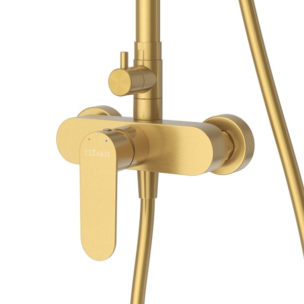 Душевая система со смесителем Cezares Stylus STYLUS-CD-BORO монтаж настенная без термостата брашированное золото