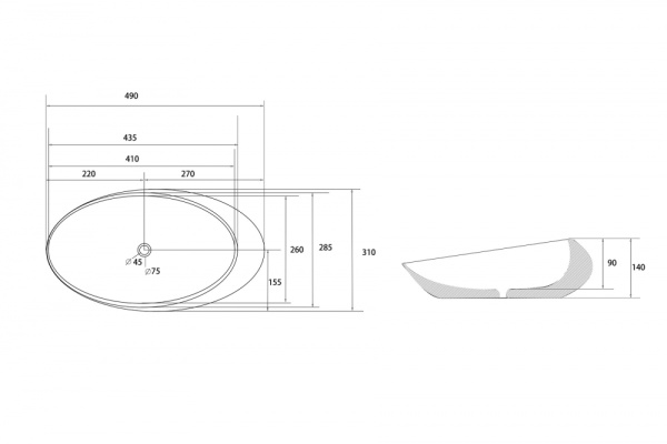 Раковина  овальная Abber Bequem AC2107 фаянс цвет белый