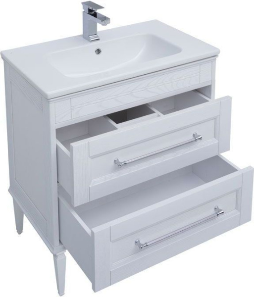 Раковина полувстраиваемая прямоугольная Aquanet Бостон 00257887 литьевой мрамор цвет белый