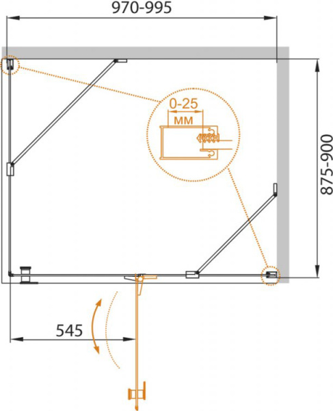 Душевой угол Cezares Crystal-S CRYSTAL-S-AH-1-100/90-C-Cr-R прямоугольная  стекла , профиль хром