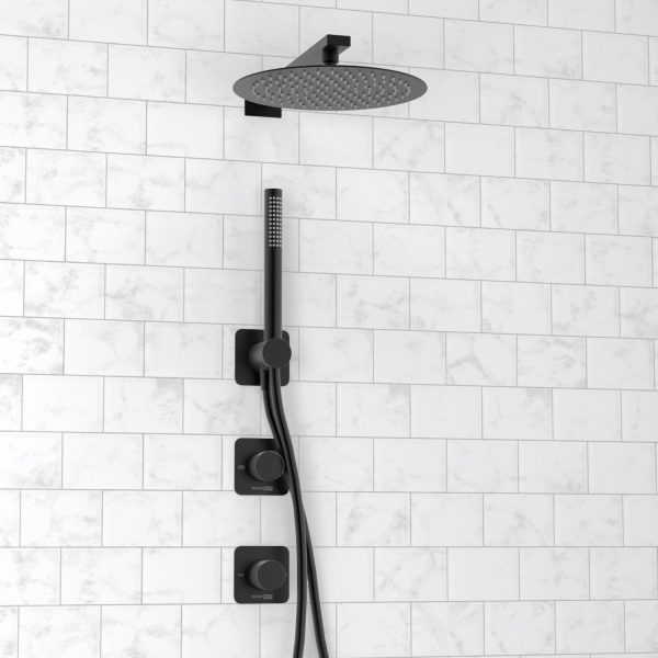 Душевая система со смесителем Wasserkraft Fulda 5200 A5251.299.219.258.302.242.217 монтаж встраиваемая в стену без термостата черный