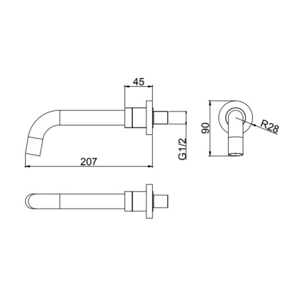 Излив для ванны D&K  DC1004896 хром 