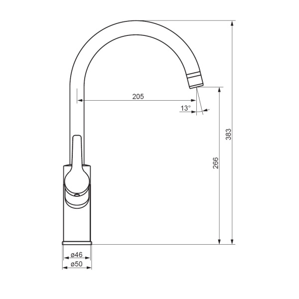 Смеситель для кухни Damixa Eclipse 310721000 с подключением к фильтру хром