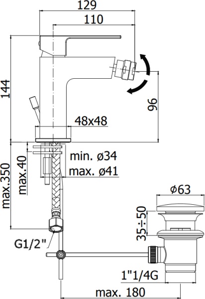 Смеситель для биде Paffoni Elle EL135CR латунь 