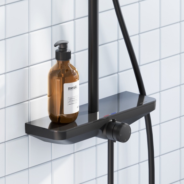 Душевая система со смесителем Damixa Merkur 940730300 монтаж настенная без термостата черный матовый