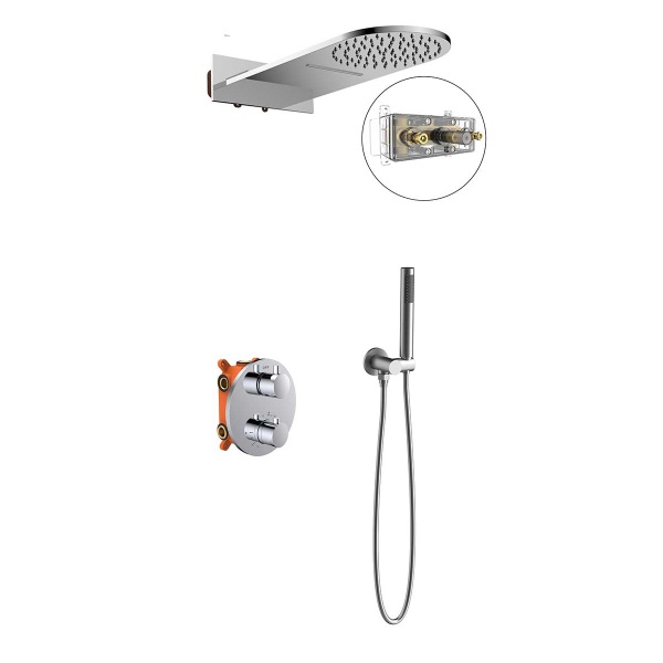 Душевая система со смесителем Vincea  VSFW-104TCH монтаж встраиваемая в стену с термостатом хром