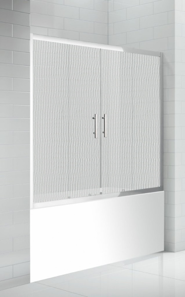 Шторка для ванны раздвижная  Cezares Eco ECO-O-VF-2-170/145-P-Cr 170 см, стекла рифленые, профиль хром