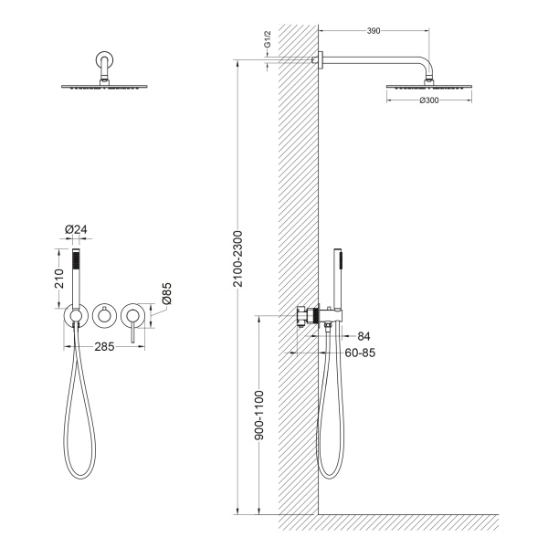 Душевая система со смесителем Timo Saona SX-2349/00SM монтаж встраиваемая в стену без термостата хром